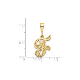 10k Yellow Gold Initial F Pendant, Filigree Monogram Charm, Ornate Letter Jewelry for Women