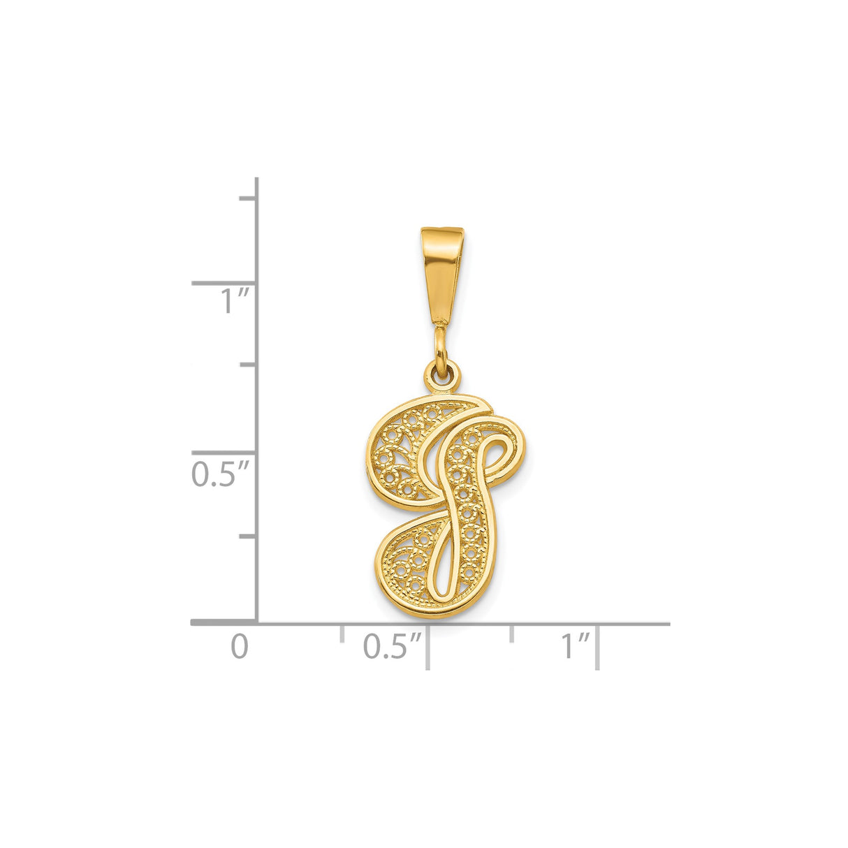 10k Yellow Gold Pendant, Filigree Initial S Charm, Dainty Alphabet Monogram Jewelry for Women