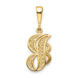 10k Yellow Gold Initial B Pendant with Filigree Detailing, Monogram Letter Jewelry