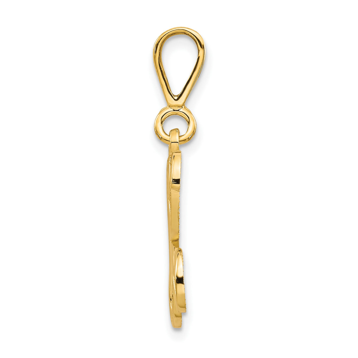 10k Yellow Gold Letter K Pendant, Script Initial Charm with Filigree Detailing, Polished Finish