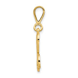 10k Yellow Gold Letter K Pendant, Script Initial Charm with Filigree Detailing, Polished Finish