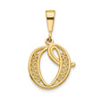 10k Yellow Gold Initial O Pendant, Filigree Lace Monogram Charm for Women