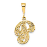 10k Yellow Gold Initial P Pendant with Filigree Detailing, Dainty Letter Charm for Women