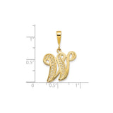 10k Yellow Gold Initial W Pendant with Filigree Design, Cursive Script Letter Charm