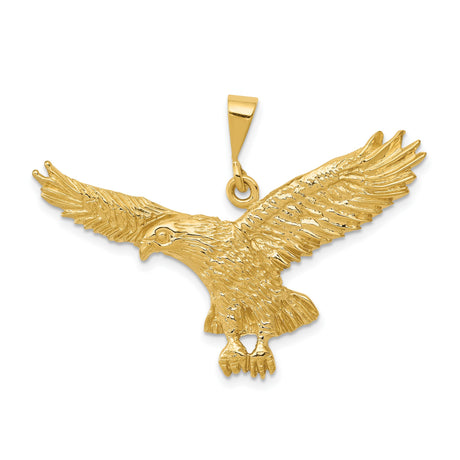 10k Yellow Gold Eagle Pendant with Outstretched Wings, Symbol of Strength and Freedom for Men