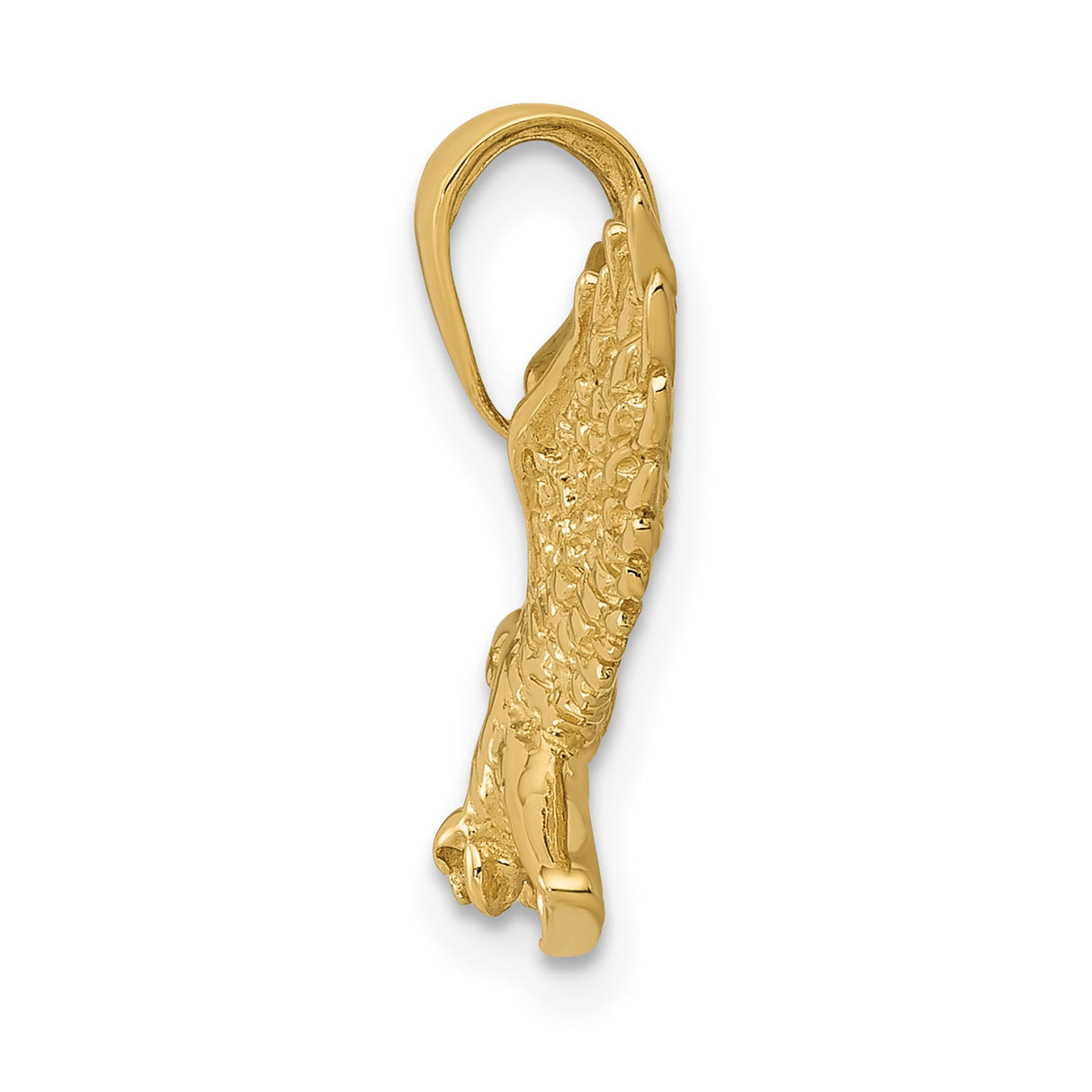 10k Yellow Gold Eagle Pendant, Flying Eagle in Flight with Outstretched Wings and Talons