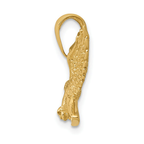 10k Yellow Gold Eagle Pendant, Flying Eagle in Flight with Outstretched Wings and Talons