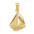 10k Yellow Gold Sailboat Pendant, Nautical Charm with Polished Finish, Maritime Style