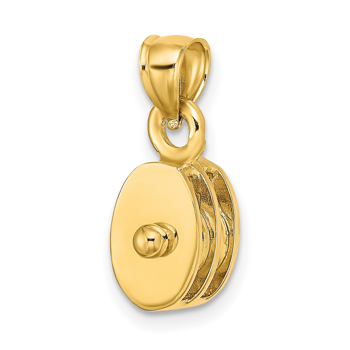 10k Yellow Gold Mezuzah Pendant with Raised Dot Symbol, Minimalist Jewish Charm for Women