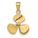 10k Yellow Gold Propeller Pendant, Nautical Three-Blade Marine Charm for Men or Unisex