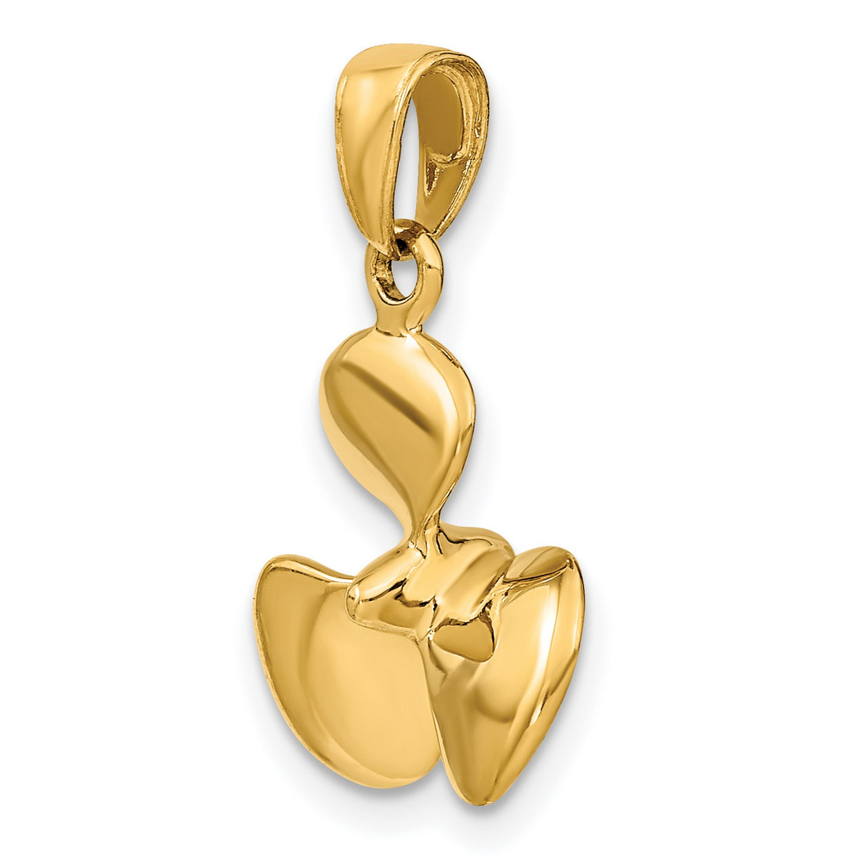 10k Yellow Gold Propeller Pendant, Nautical Three-Blade Marine Charm for Men or Unisex