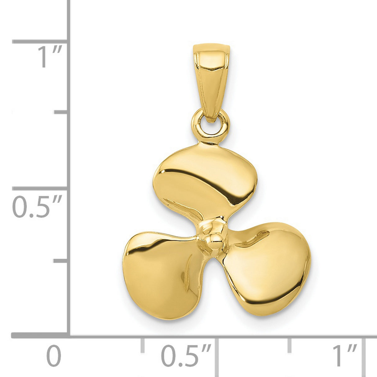 10k Yellow Gold Propeller Pendant, Nautical Three-Blade Marine Charm for Men or Unisex