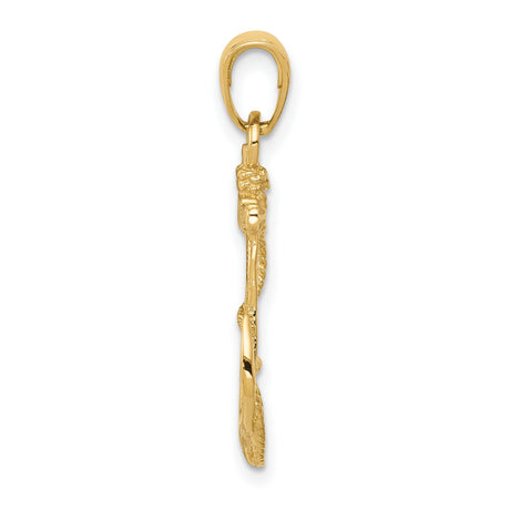 10k Yellow Gold Anchor Pendant with Rope Design, Nautical Christian Charm for Men or Unisex