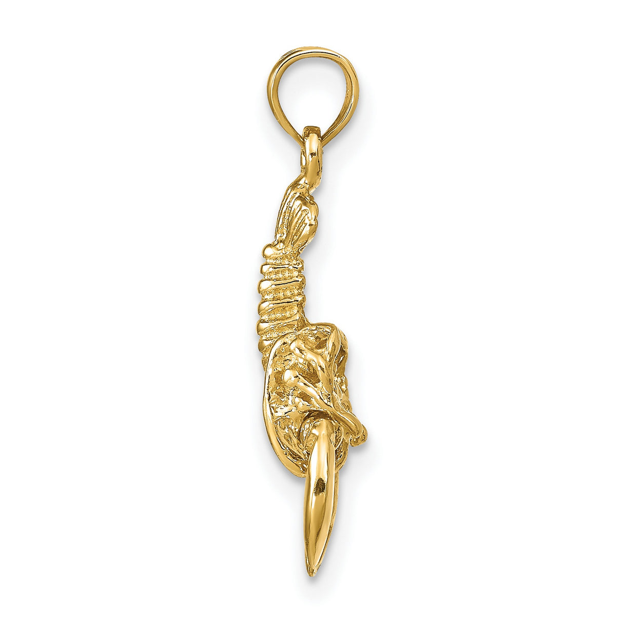 10k Yellow Gold Lobster Pendant, Nautical Marine Animal Design, Unisex Sea Life Charm