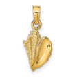 10k Yellow Gold Conch Shell Pendant, Nautical Coastal Beach Style Charm for Women