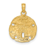 10k Yellow Gold Sand Dollar Pendant Charm, Ocean-Inspired Nautical Design for Women