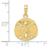 10k Yellow Gold Sand Dollar Pendant Charm, Ocean-Inspired Nautical Design for Women