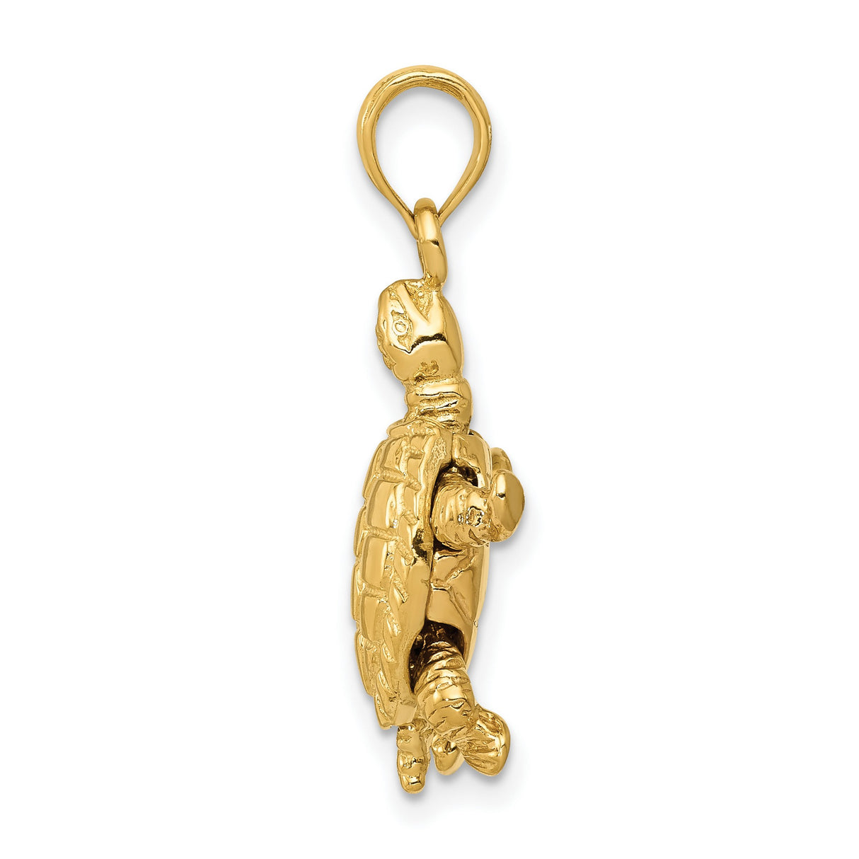 10k Yellow Gold Turtle Pendant with Moveable Sea Turtle Design, Ocean Animal Charm