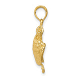 10k Yellow Gold Turtle Pendant, Detailed Sea Turtle Symbol, Nautical Jewelry for Women or Unisex