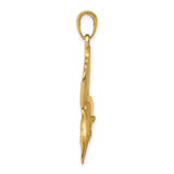10k Yellow Gold Sailfish Pendant, Realistic Marlin Ocean Design, Nautical Marine Life Charm