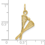 10k Yellow Gold Lacrosse Stick Pendant with Crossed Sticks and Ball, Sports Charm