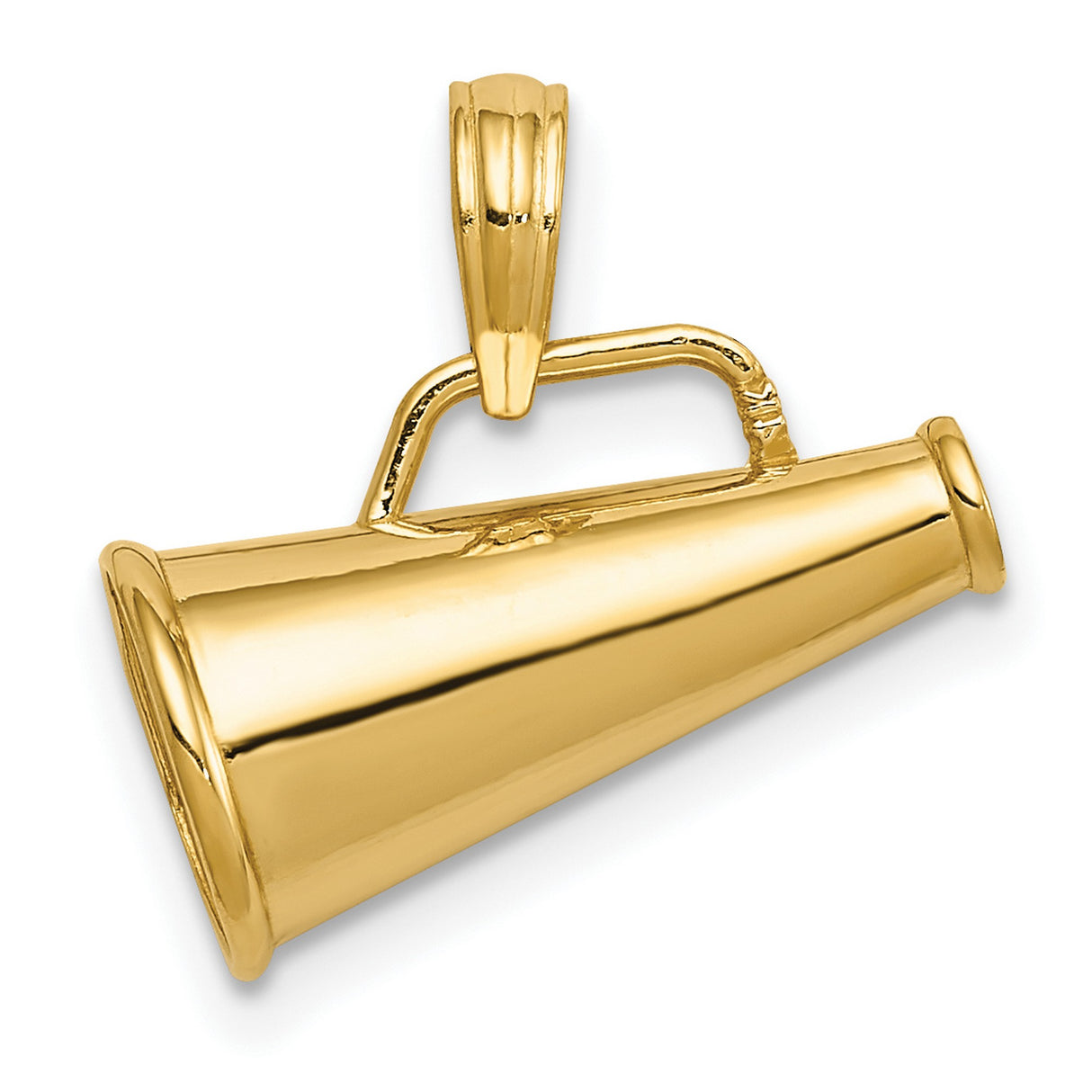 10k Yellow Gold Megaphone Pendant, Cheerleader Sports Charm, Team Spirit Jewelry