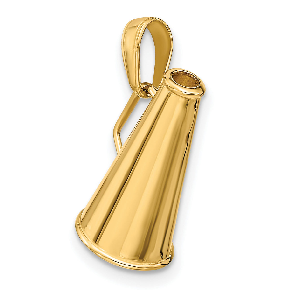 10k Yellow Gold Megaphone Pendant, Cheerleader Sports Charm, Team Spirit Jewelry