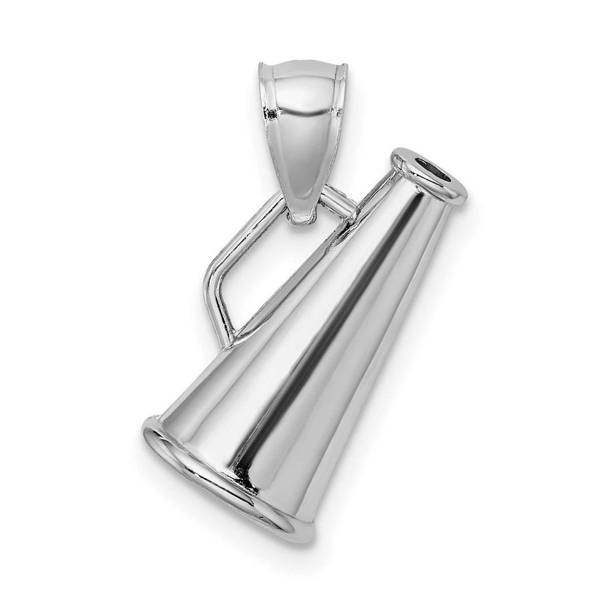 10k White Gold Megaphone Pendant, 3D Cheerleading Spirit Charm for Women