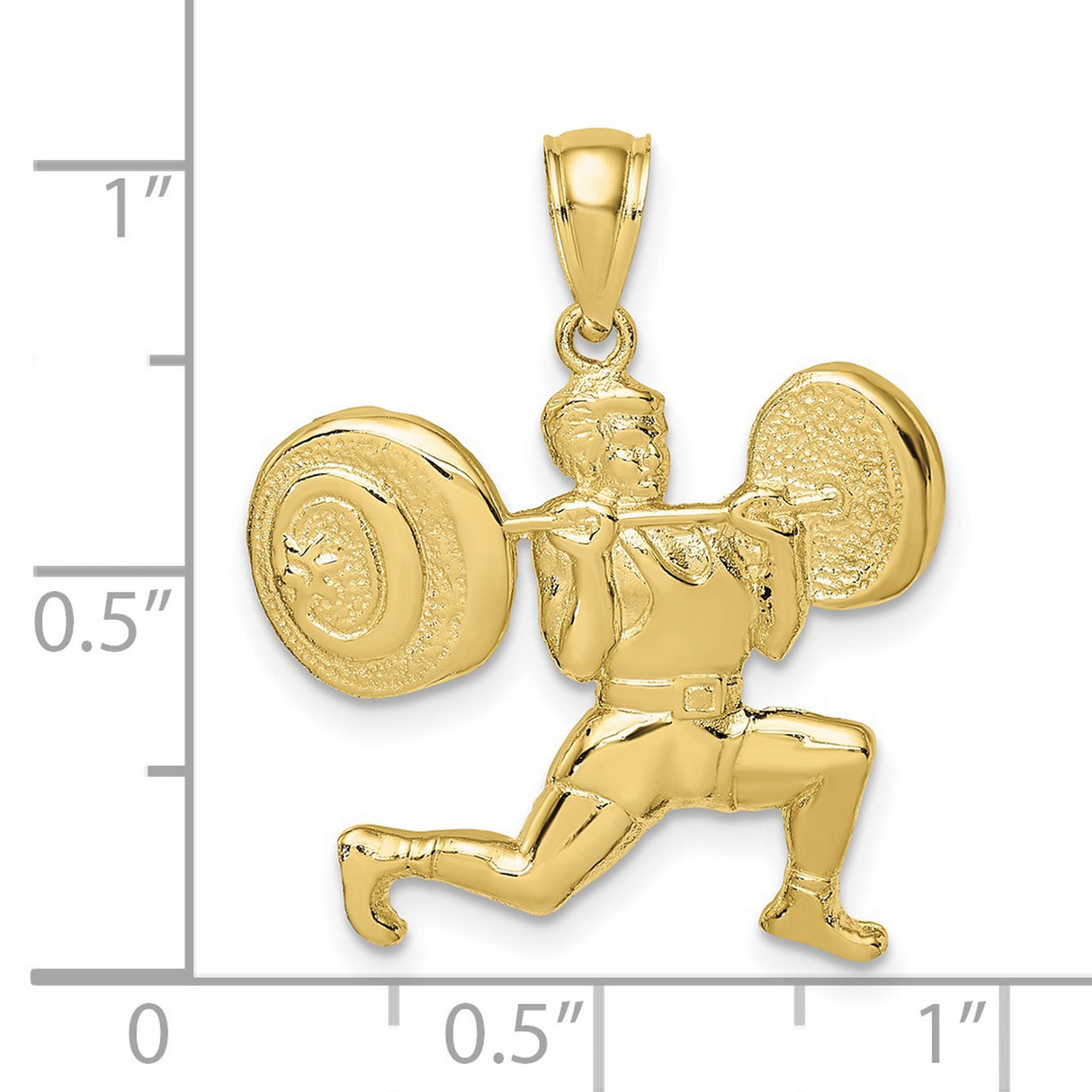 10k Yellow Gold Weightlifter Pendant with Barbell Squat Design, Fitness and Gym Lifestyle Charm