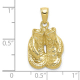 10k Yellow Gold Boxing Gloves Pendant with Lace-Up Detail, Fighter and Sports Theme
