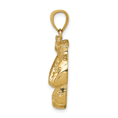 10k Yellow Gold Boxing Gloves Pendant, Athletic Symbol of Strength and Resilience for Men and Unisex