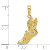 10k Yellow Gold Pendant, Winged Sneaker Design, Mythology Inspired Track and Field Charm