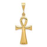 10k Yellow Gold Ankh Cross Pendant, Spiritual Egyptian Symbolic Charm for Men and Women
