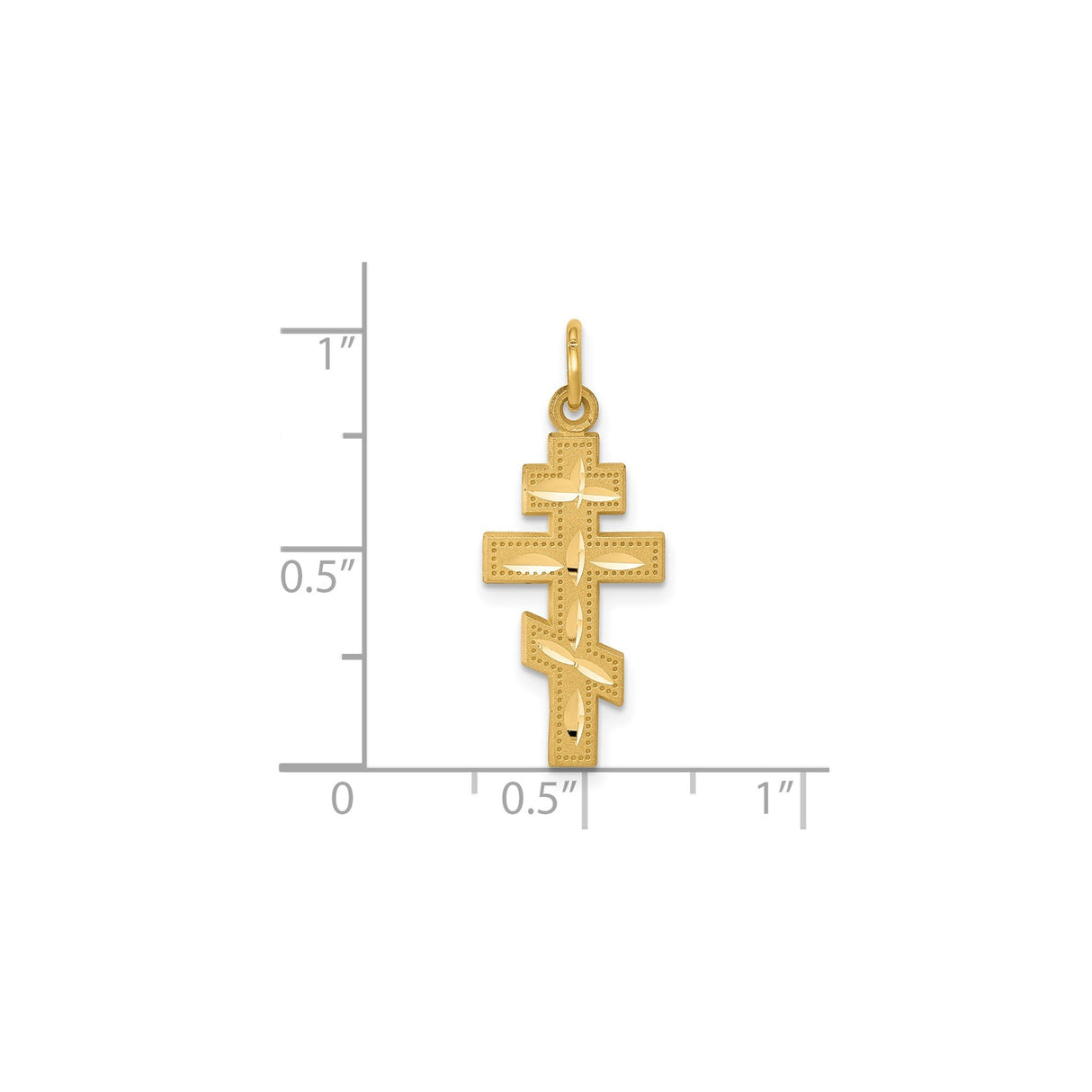 10k Yellow Gold Cross Pendant with Radiant Finish, Eastern Orthodox Religious Design