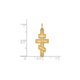 10k Yellow Gold Cross Pendant with Radiant Finish, Eastern Orthodox Religious Design