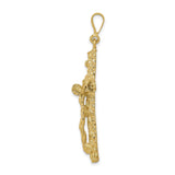 10k Yellow Gold Crucifix Cross Pendant with Three-Dimensional Jesus Figure Religious Charm