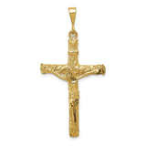 10k Yellow Gold Crucifix Cross Pendant with Three-Dimensional Jesus Figure Religious Charm