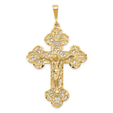 10k Yellow Gold Crucifix Pendant with Filigree Design and Jesus Figure