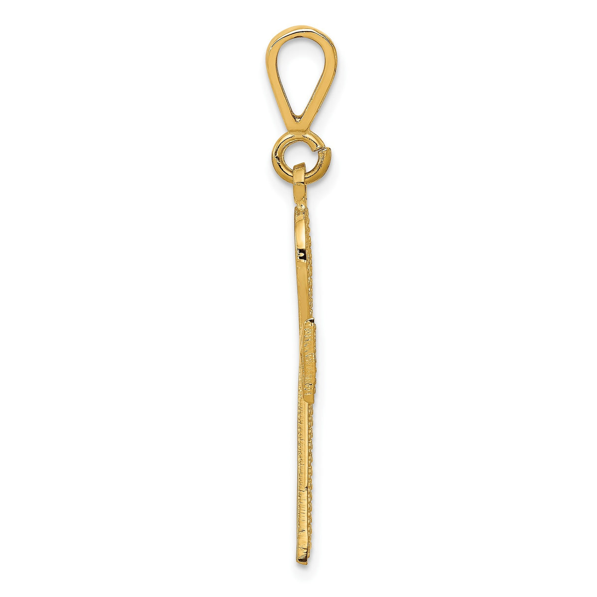 10k Yellow Gold Cross Pendant, Polished Ankh Symbol in Sleek Geometric Design for Men and Women