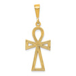 10k Yellow Gold Cross Pendant, Polished Ankh Symbol in Sleek Geometric Design for Men and Women