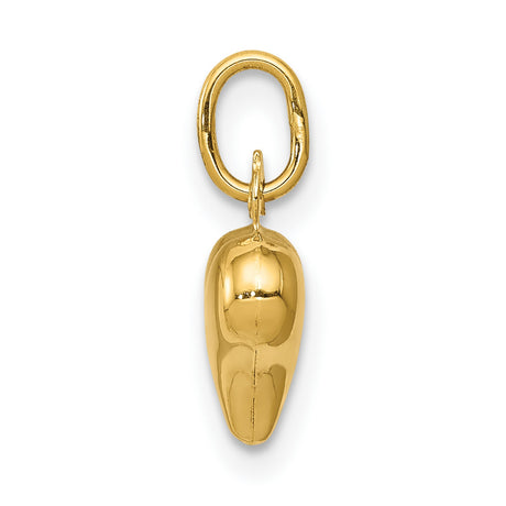 Polished 3-D Heart Charm Pendant in Real 10k Yellow Gold