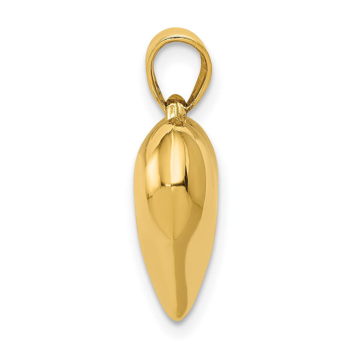 10k Yellow Gold Heart Pendant, Polished 3D Charm, Romantic Symbol for Women