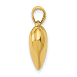 10k Yellow Gold Heart Pendant, Polished 3D Charm, Romantic Symbol for Women