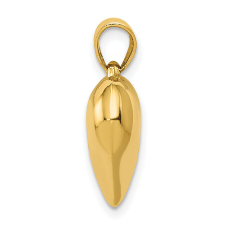 10k Yellow Gold Heart Pendant, Polished 3D Charm, Romantic Symbol for Women