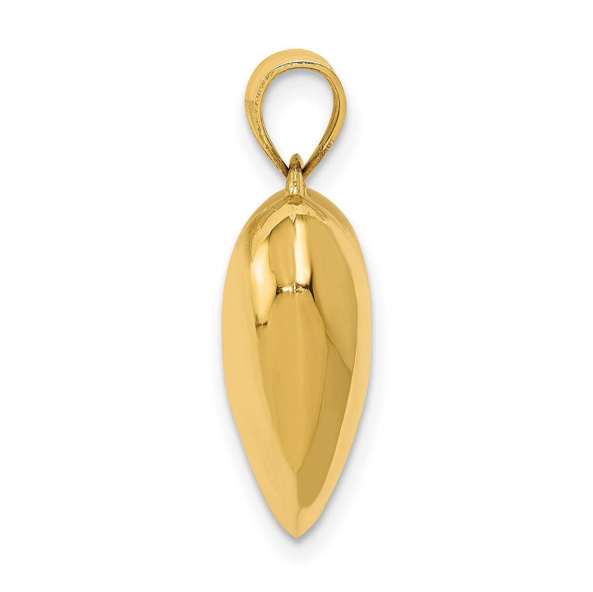 Polished 3-D Heart Charm Pendant in Real 10k Yellow Gold