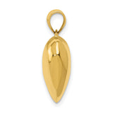 Polished 3-D Heart Charm Pendant in Real 10k Yellow Gold