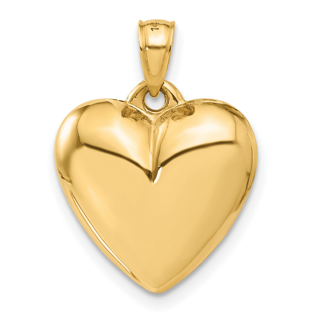 Polished 3-D Heart Charm Pendant in Real 10k Yellow Gold