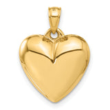 Polished 3-D Heart Charm Pendant in Real 10k Yellow Gold