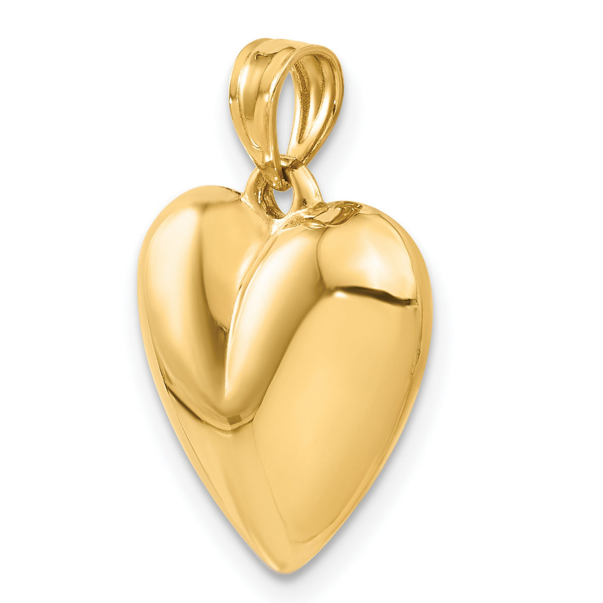 Polished 3-D Heart Charm Pendant in Real 10k Yellow Gold