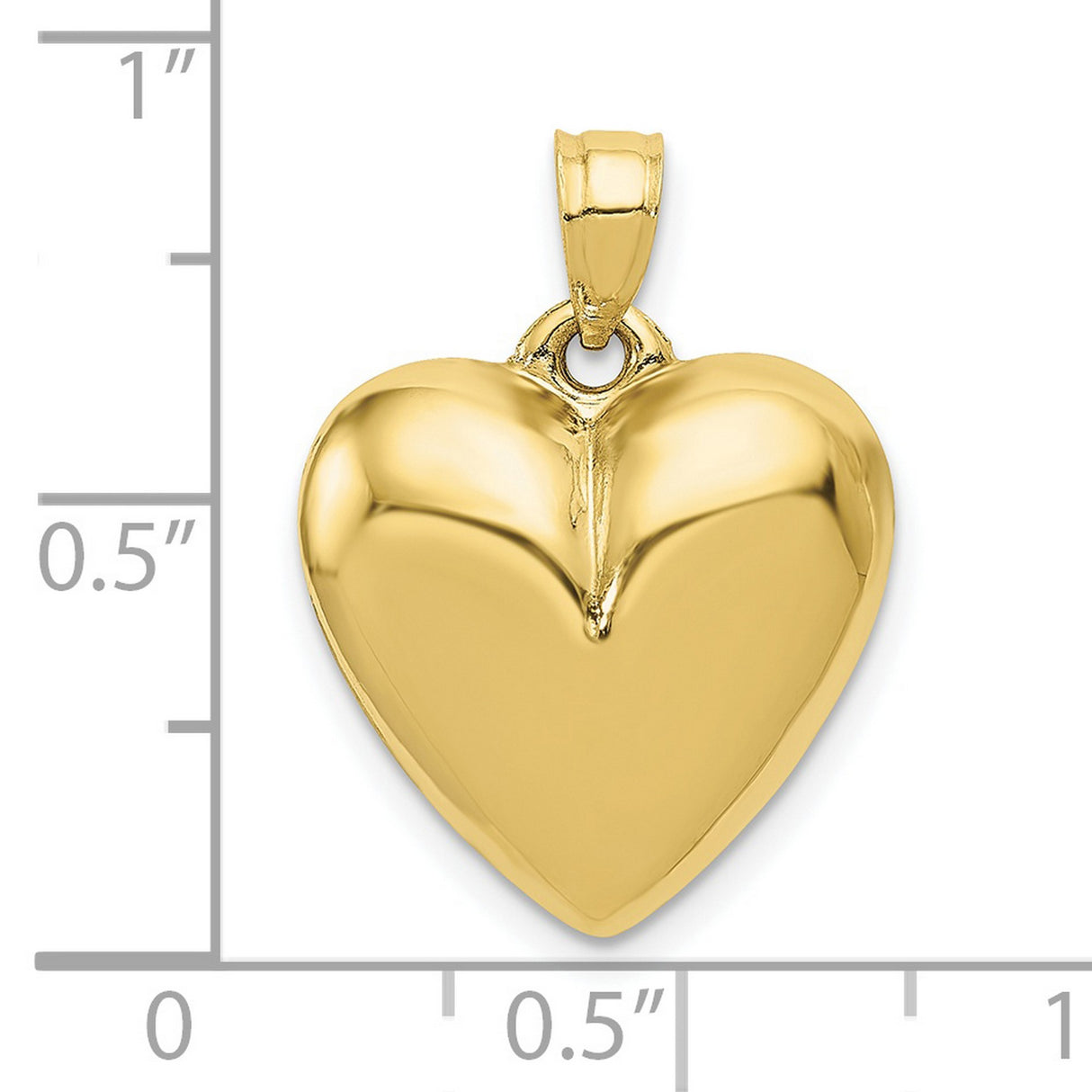 Polished 3-D Heart Charm Pendant in Real 10k Yellow Gold